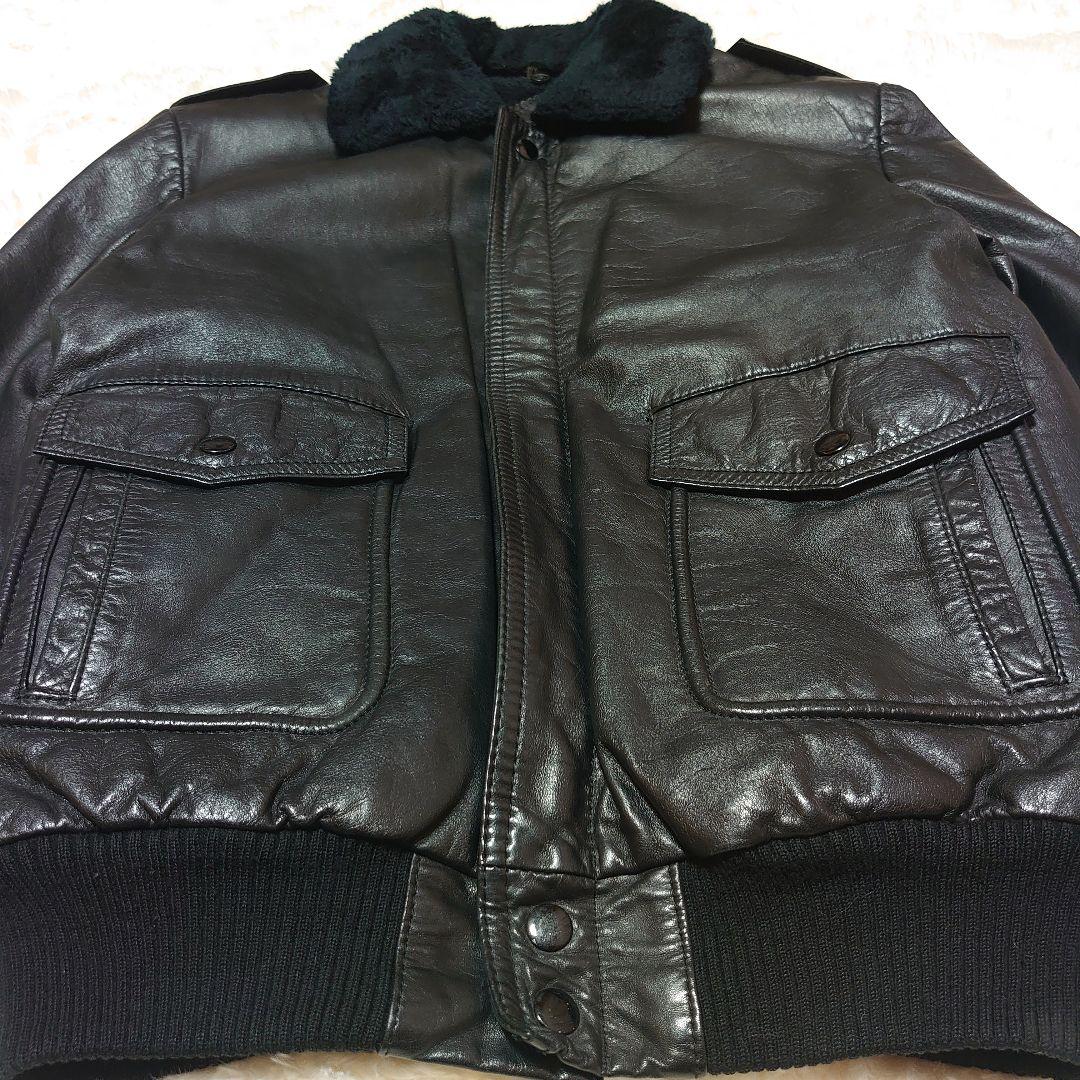 G-1 ミリタリー 牛革 フライトジャケット 襟ボア 裏地ボア