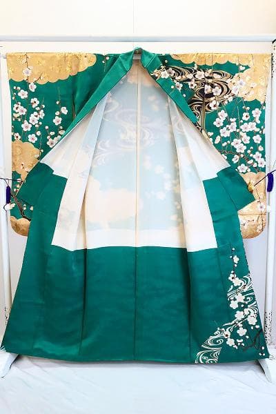 ★専用★美品 振袖 緑 枝梅 雲取 流水 金彩加工 身丈160cm お洒落