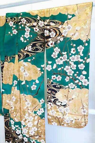 ★専用★美品 振袖 緑 枝梅 雲取 流水 金彩加工 身丈160cm お洒落