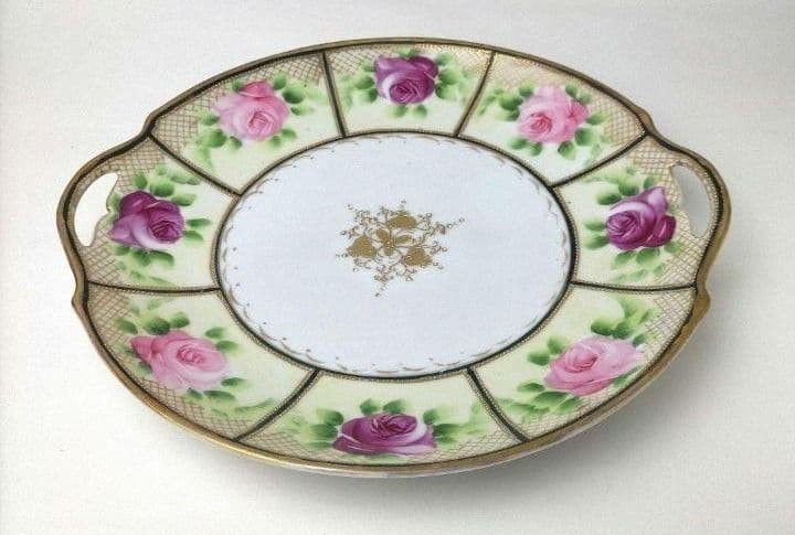 オールドノリタケ 1891年〜（カエデ印）金彩点盛り薔薇絵皿