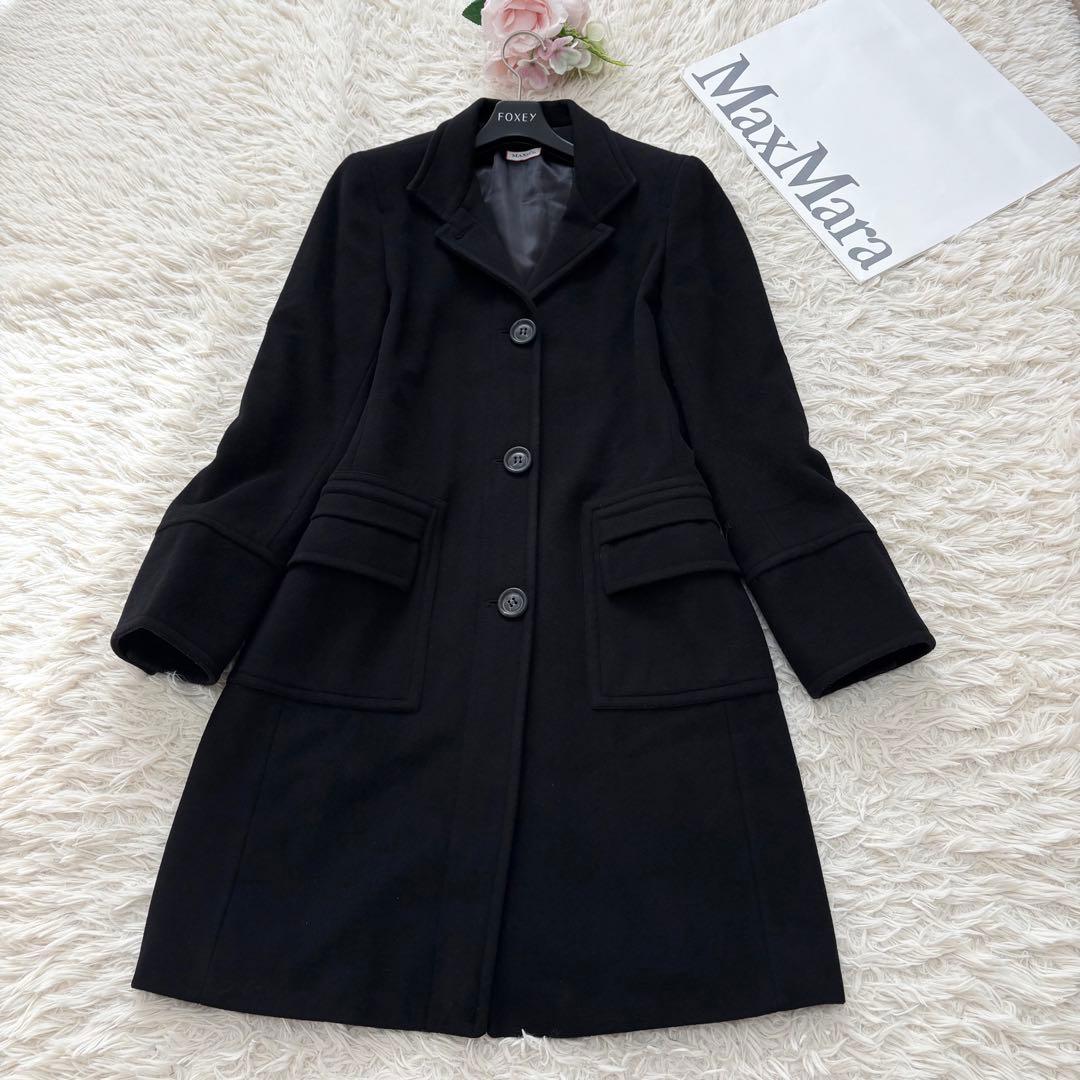 Max&Co 大きいサイズ　アンゴラ混スタンドカラーロングコート　42 ブラック