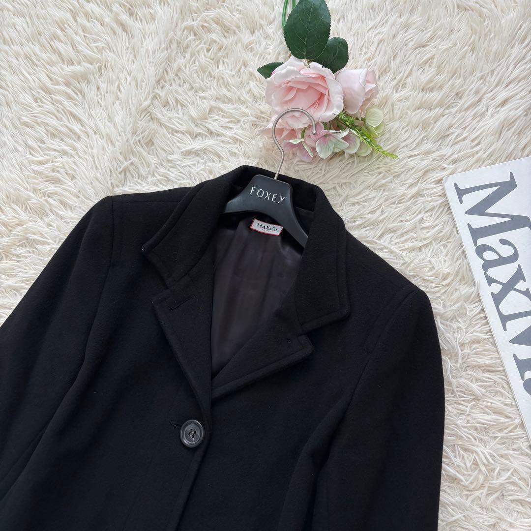 Max&Co 大きいサイズ　アンゴラ混スタンドカラーロングコート　42 ブラック