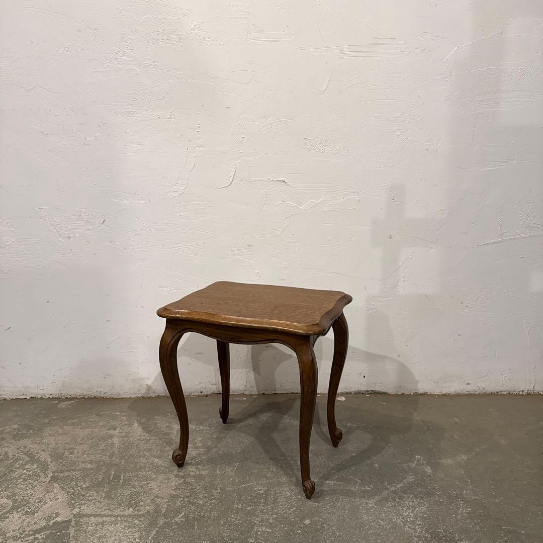 ヴィンテージ　木製サイドテーブル　猫脚　小