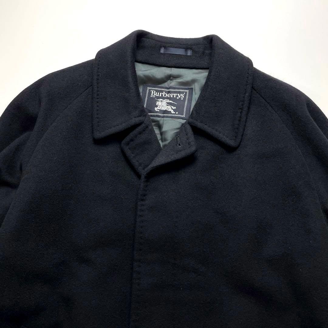 【極上の肌触り】バーバリー ステンカラーコート カシミヤ 羊毛 濃紺 XL相当