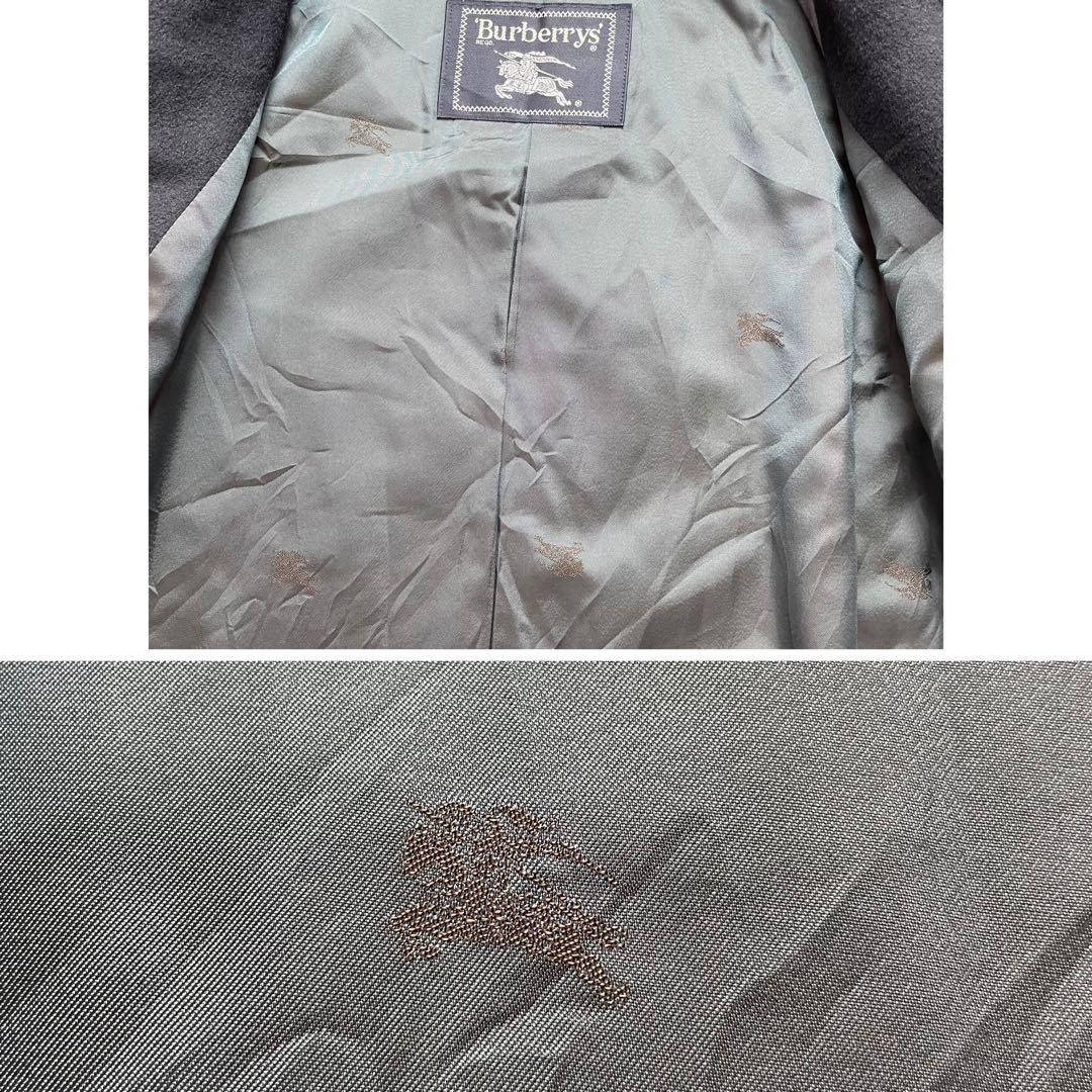 【極上の肌触り】バーバリー ステンカラーコート カシミヤ 羊毛 濃紺 XL相当