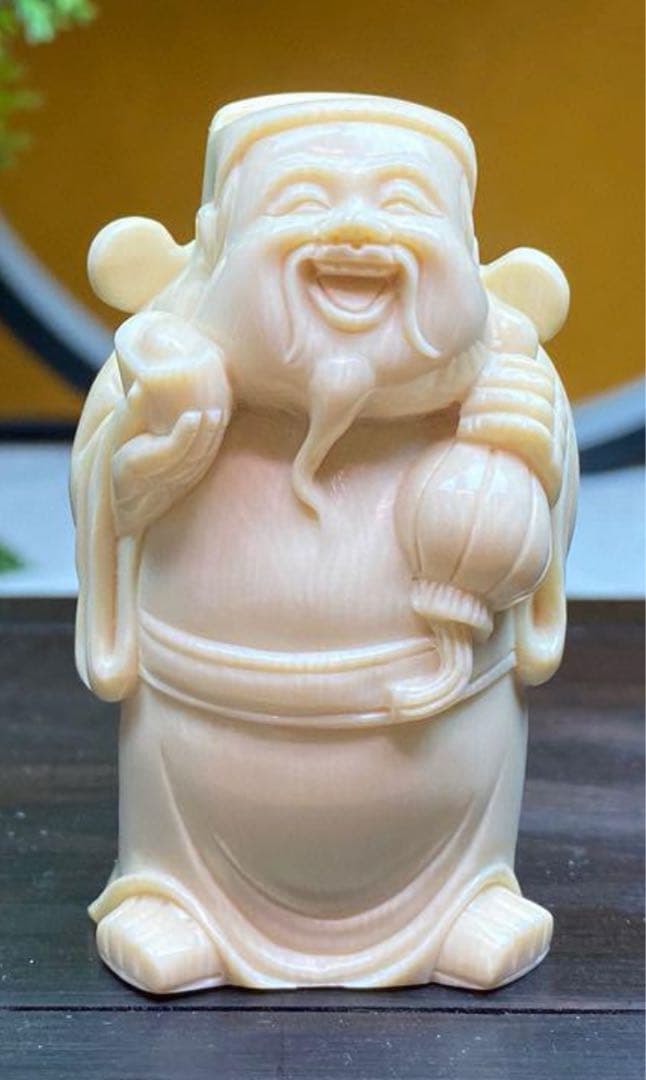 天然マンモス牙美しい手作り彫刻五路財神·五福臨門 置物