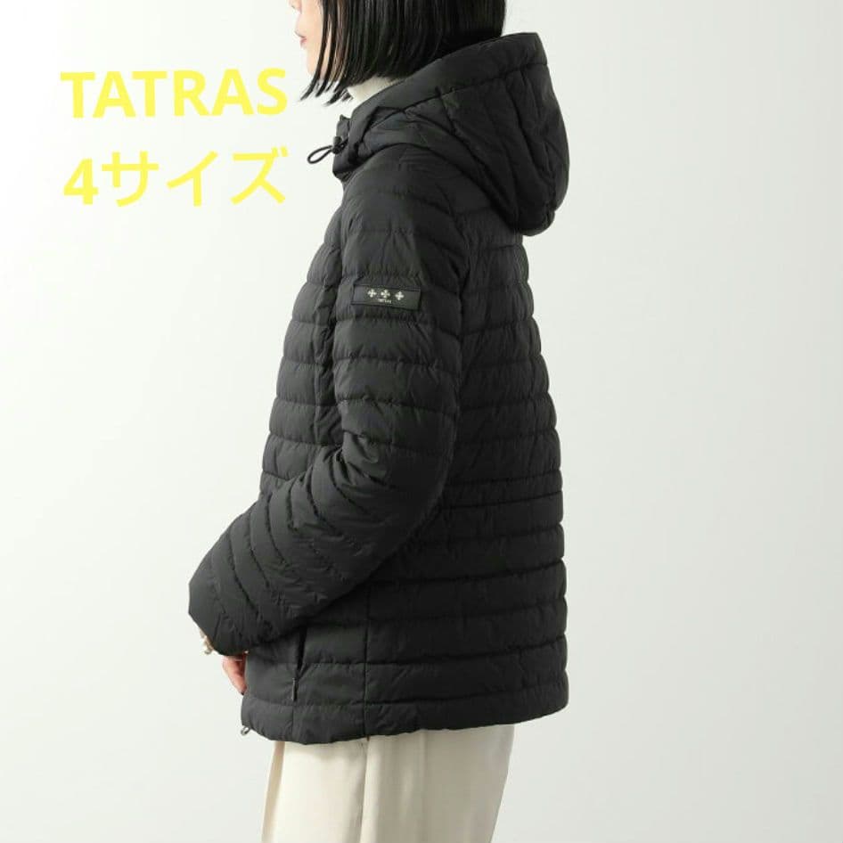 TATRAS ブラック ダウンジャケット HAAVハーブフード付き大きめ4サイズ