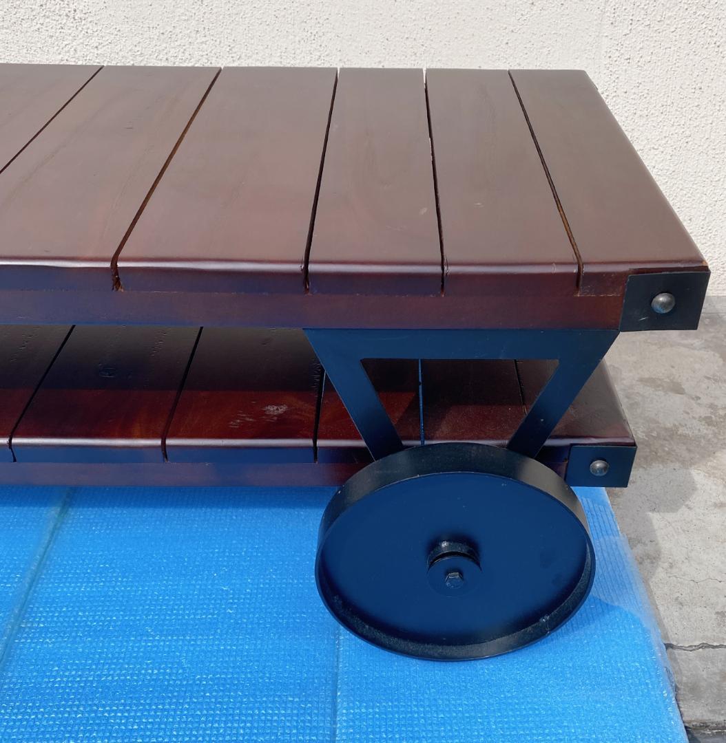 レトロ風 車輪付テレビ台 テレビボード ローボード 幅120㎝