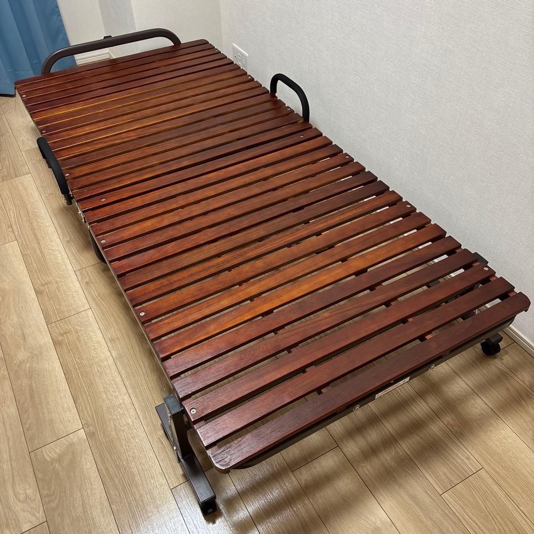 ミニマル　折りたたみベッド ダークブラウン シングルサイズ