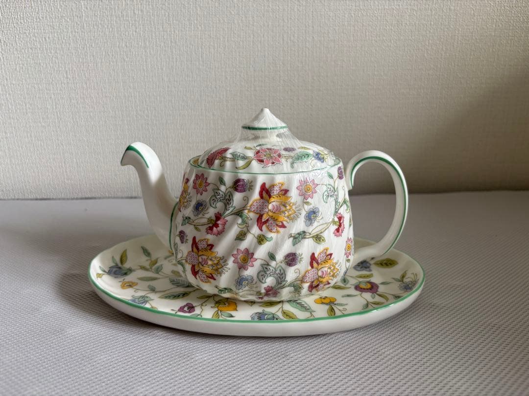 ミントン MINTON 花柄 ティーポット+置き皿