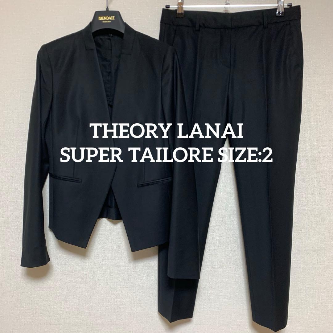 【美品】セオリー　現行　2 パンツスーツ　ブラック　ノーカラー　セットアップ