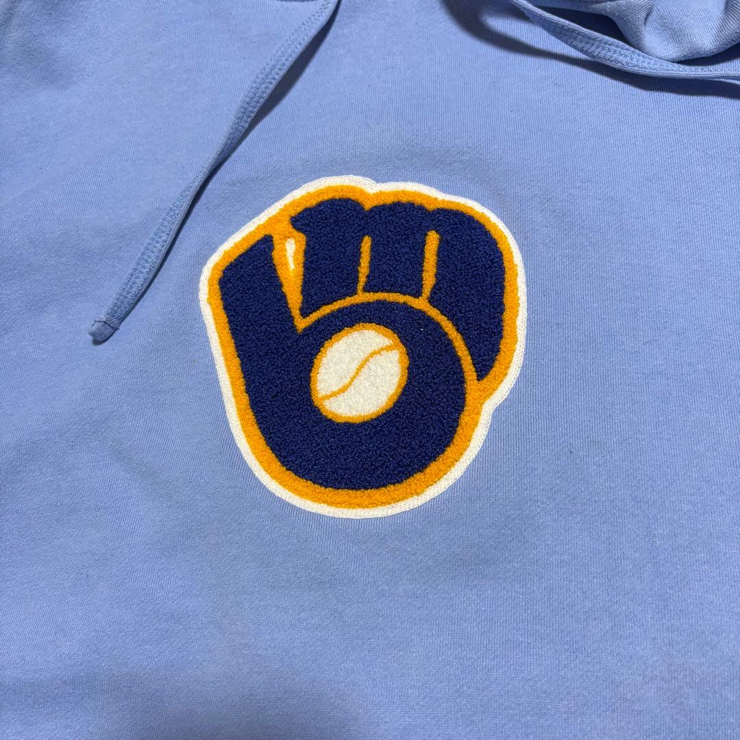 80s MLB 公式 ブリュワーズ パーカー 裏起毛 ワッペン 刺繍