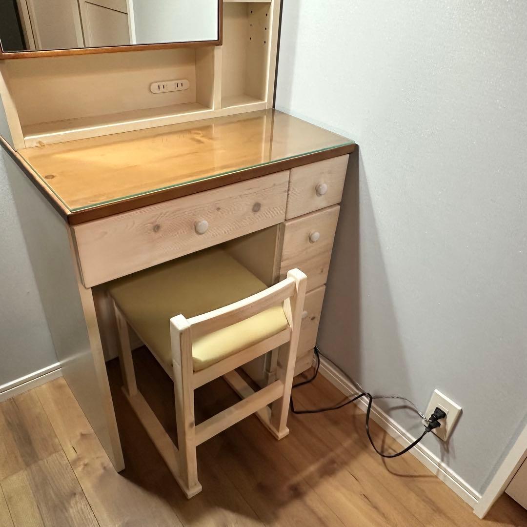 ドレッサー 幅65cm ナチュラル×ホワイト スツール セット アンリュクス