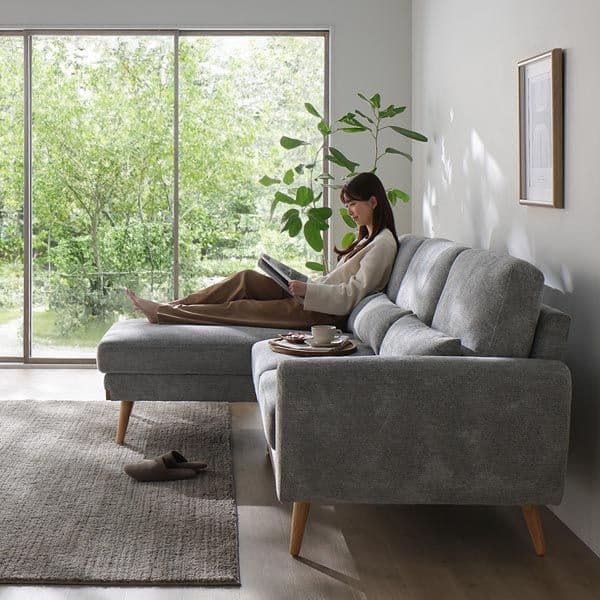 カウチソファ ラージサイズ 約幅220cm ベージュ