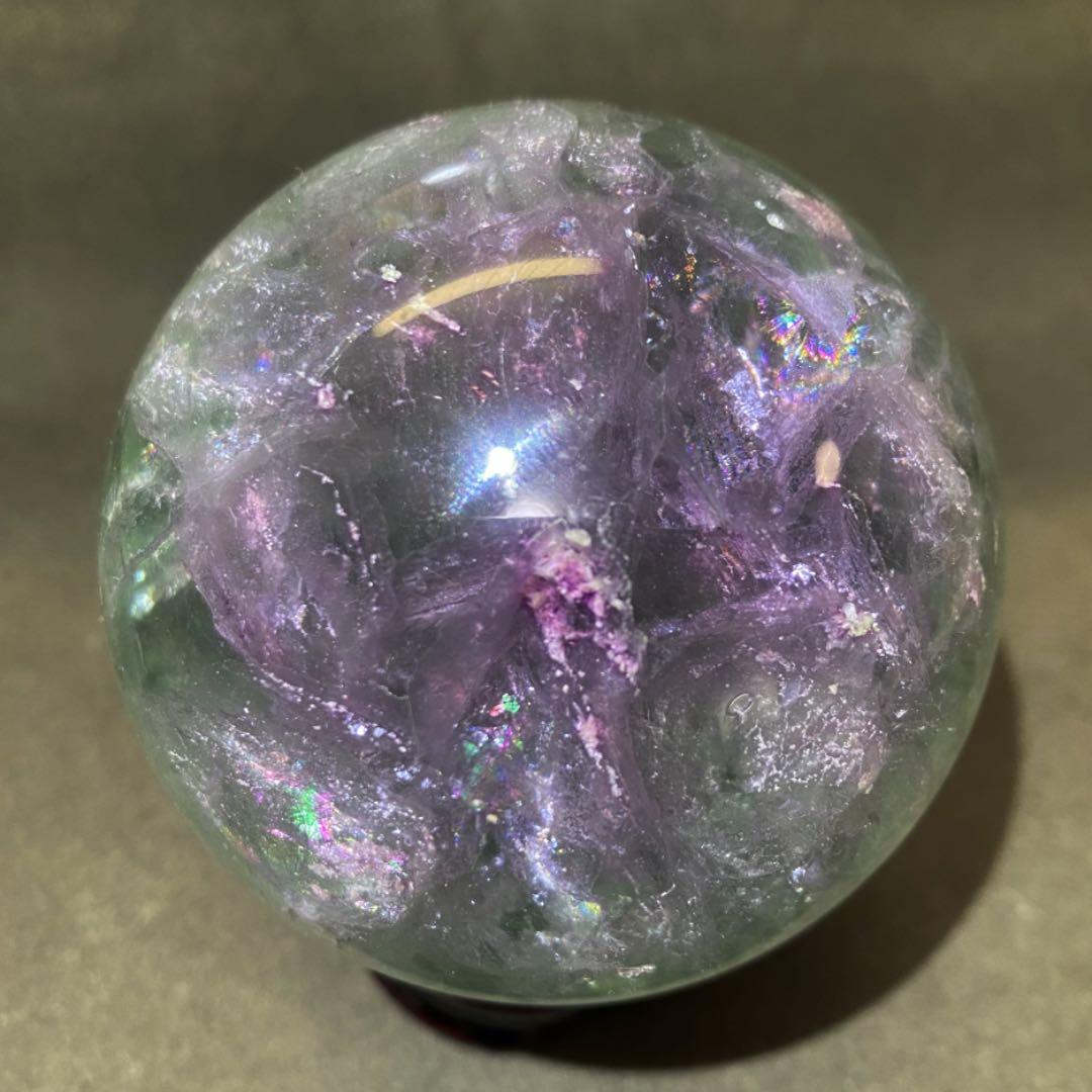 爆レア 絶品❗️レインボー☆フローライト 丸玉 パワーストーン☆天然石原石A655