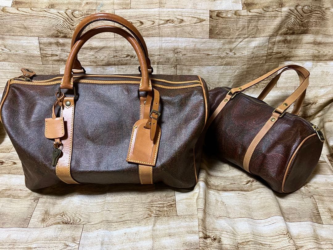 ブラウンレザー ボストンバッグ 鍵付き