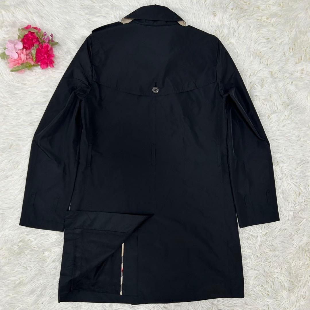 【極美品/L】バーバリーロンドン トレンチコート メガノバチェック Aライン 黒