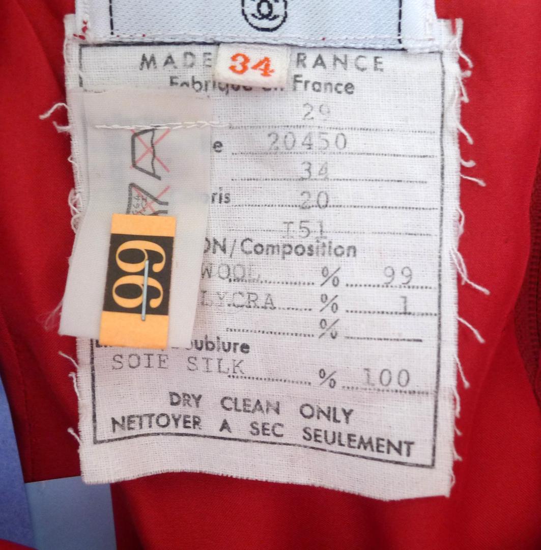 ◇【シャネル】ヴィンテージレッドカラーツィードウールスカート実寸W70㎝◇