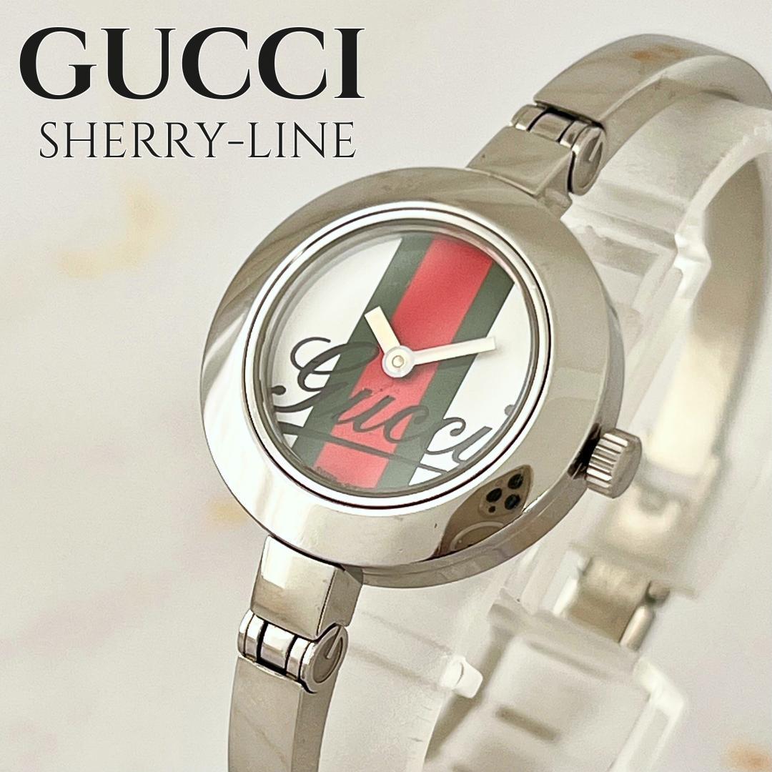 【美貴】稼働品・希少GUCCI 105 シェリーライン バングル 腕時計