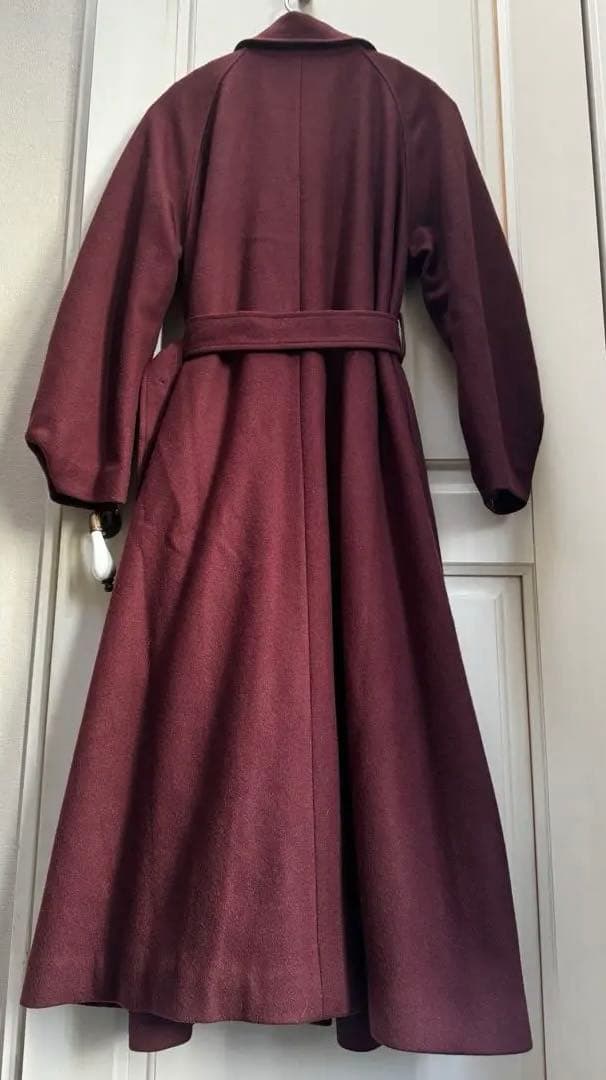 AMERI【フロントギャザーオープンスリーブコート ／バーガンディS】