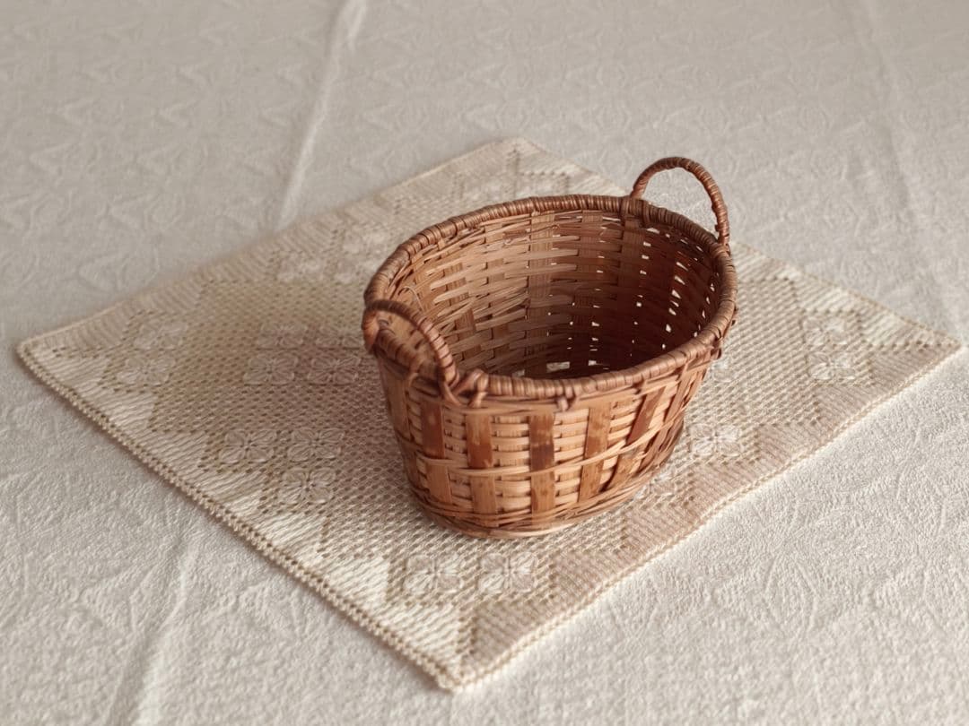 * vintage basket ❀ 両側 持ち手の * バスケット