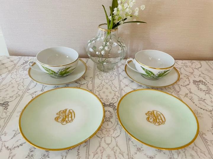 セーブル　ババリア窯　モノグラムのプレート5枚セット　アンティーク