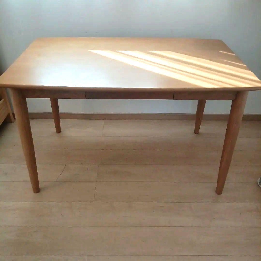 タモ材 ダイニングテーブル 引き出し付き