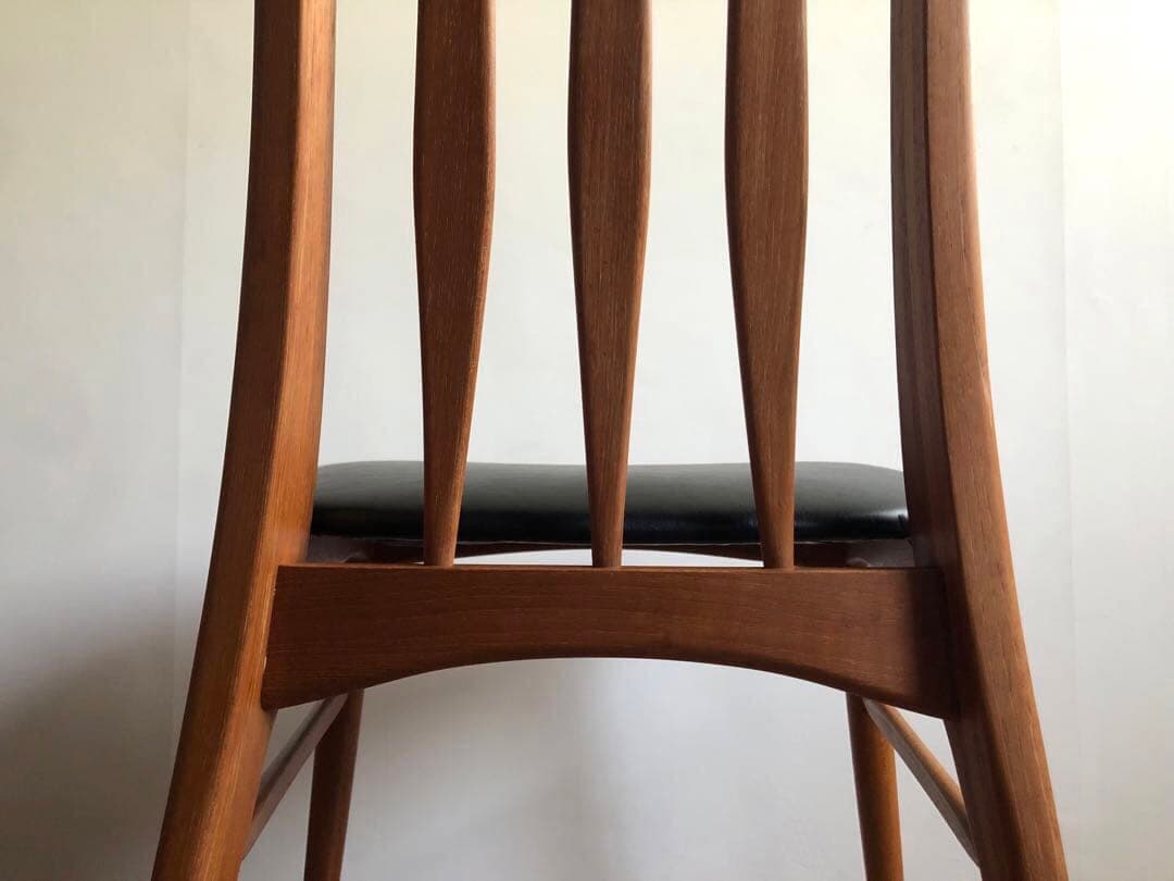 北欧デンマーク ヴィンテージ EVA エヴァチェア 黒革張り チーク材オイル仕上
