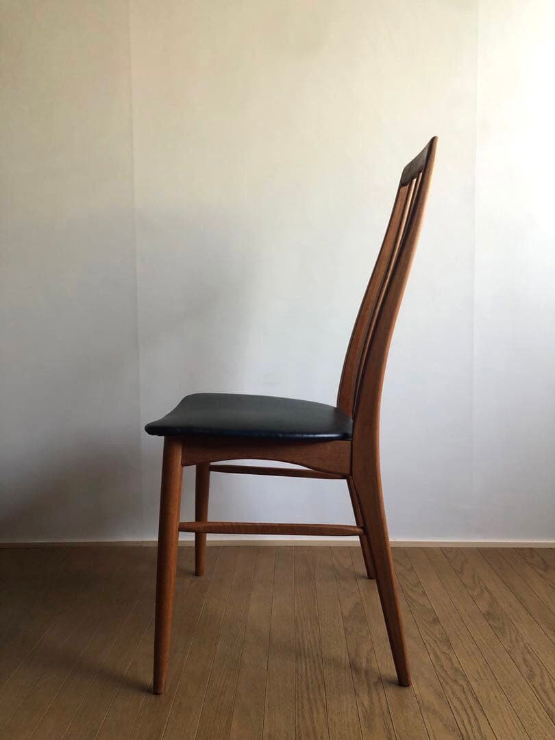 北欧デンマーク ヴィンテージ EVA エヴァチェア 黒革張り チーク材オイル仕上