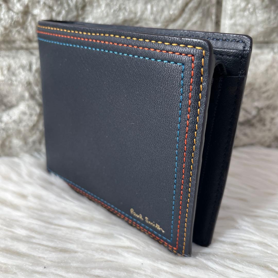 【新品未使用】ポールスミス　PSC694 ストライプステッチ　二つ折り財布