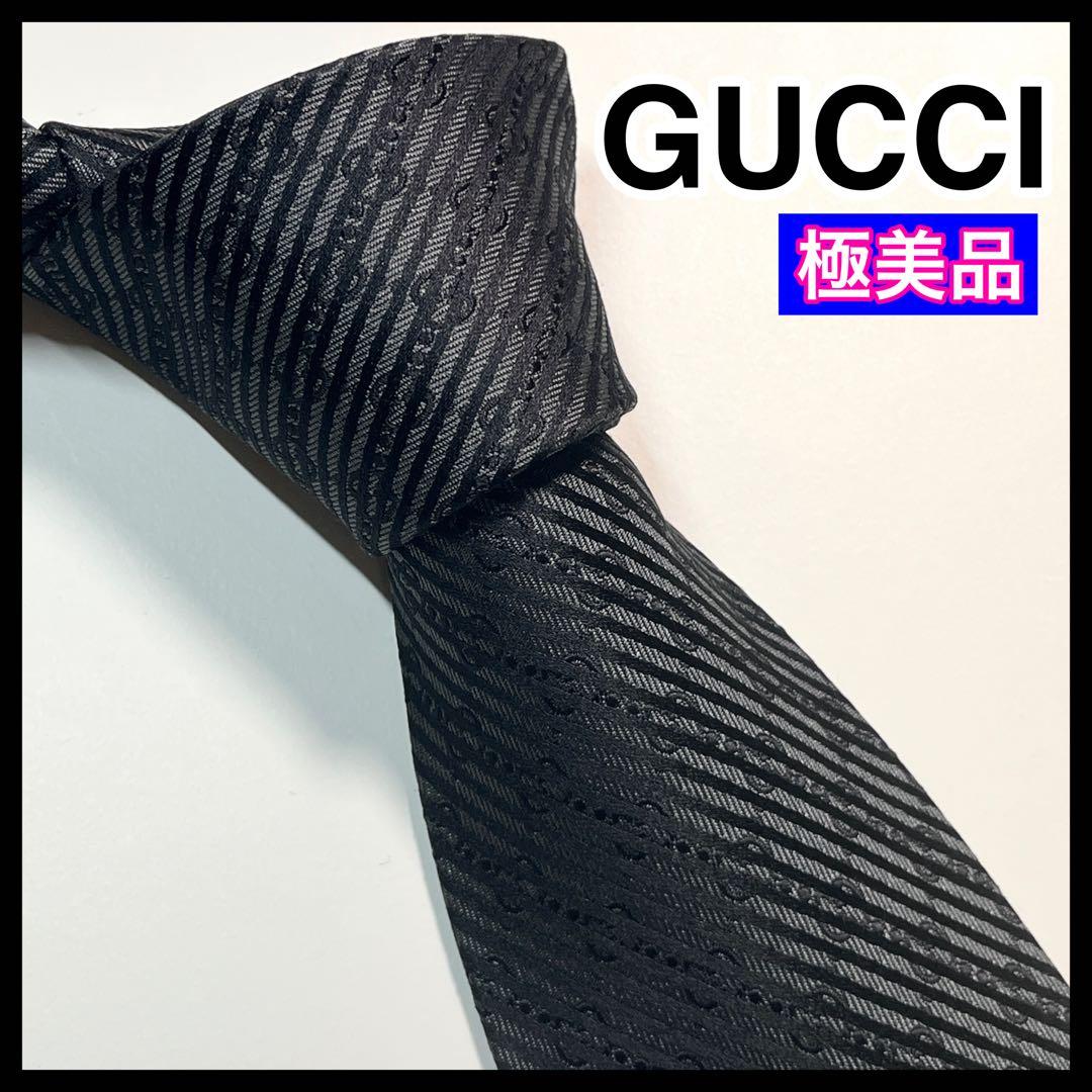 希少✨極美品✨GUCCI グッチ ネクタイ GG柄 ストライプ　シルク