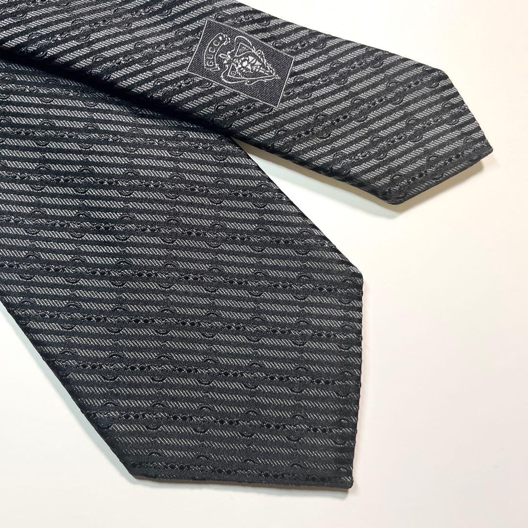 希少✨極美品✨GUCCI グッチ ネクタイ GG柄 ストライプ　シルク