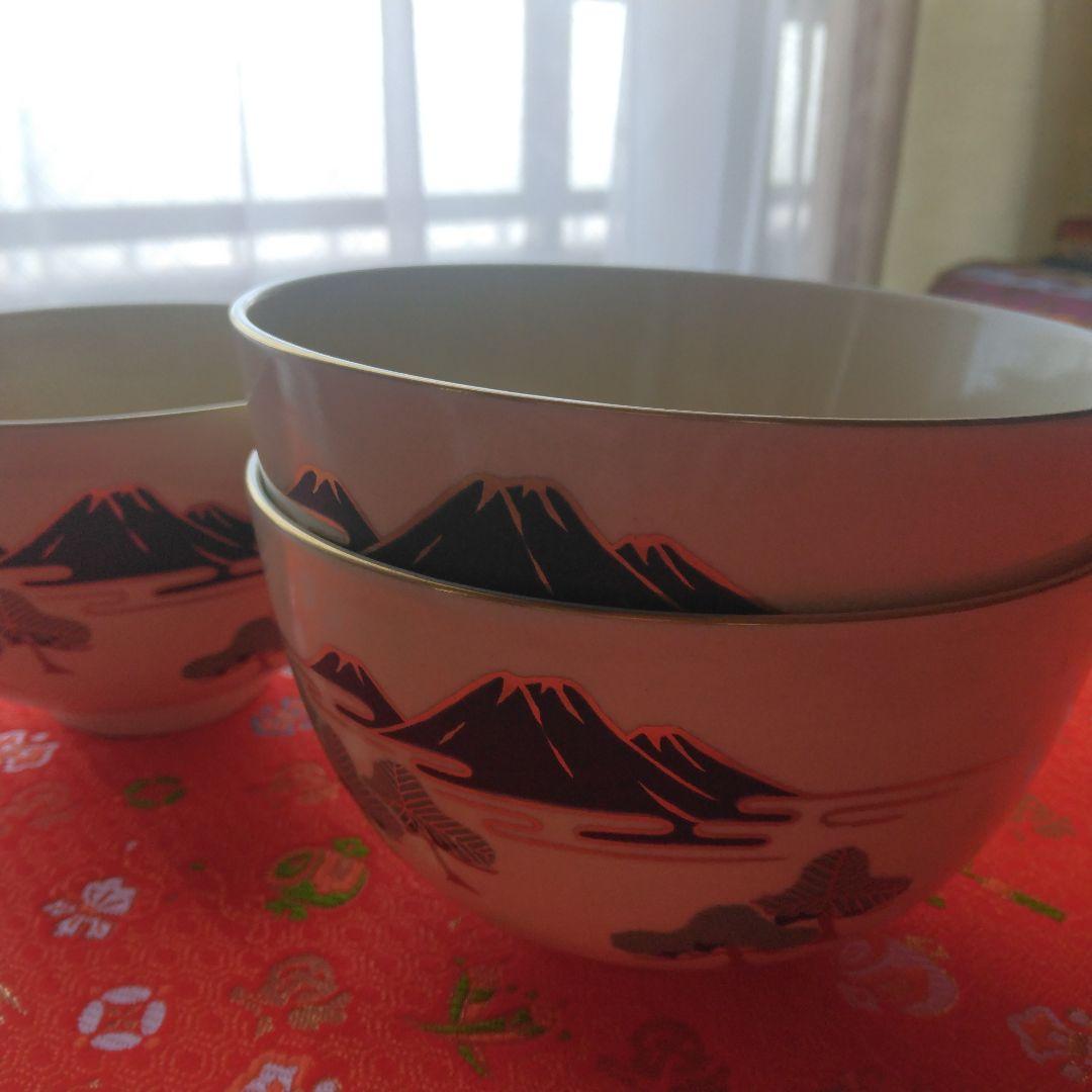 【茶道具】抹茶茶碗 富士山と松の絵柄の茶碗 まとめ売り ピンクの服紗付き