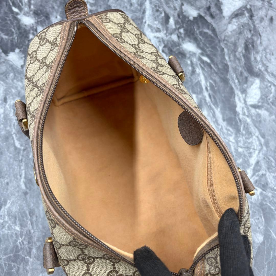 ✨美品✨GUCCI GG ボストンバッグ ハンド レザー ブラウン ロゴ 金具