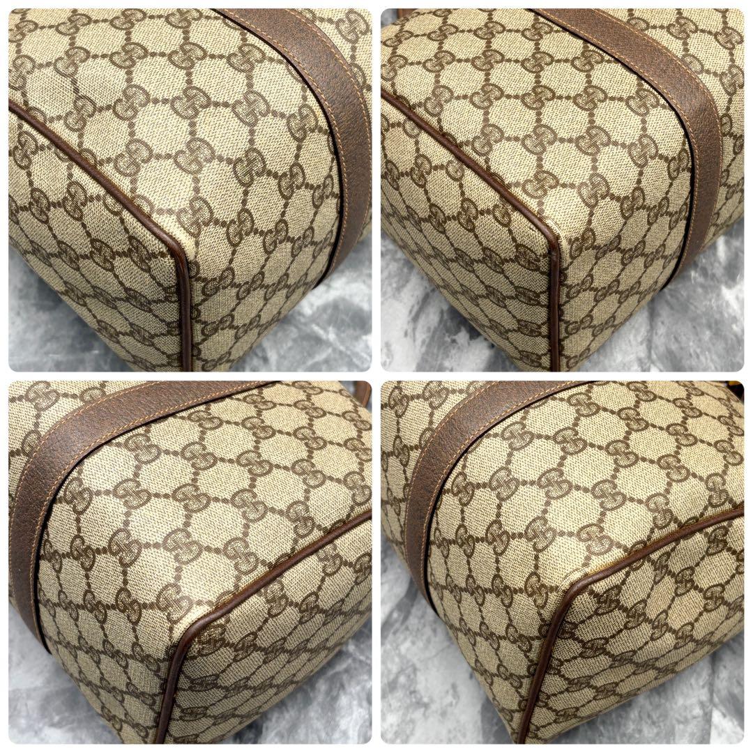 ✨美品✨GUCCI GG ボストンバッグ ハンド レザー ブラウン ロゴ 金具