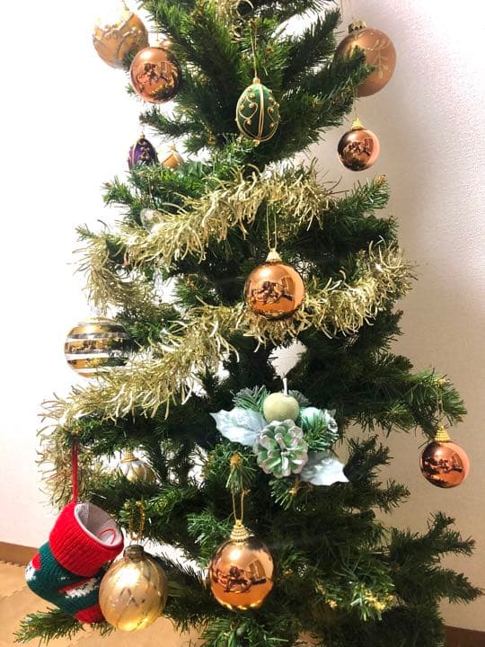 スリムタイプのクリスマスツリー＆たっぷりオーナメントのセット　150