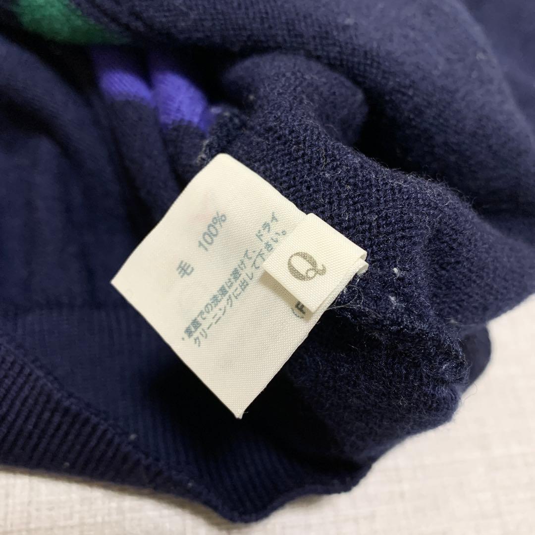 マンシングウェア ニット セーター パッチワーク ロゴ刺繍 Lサイズ