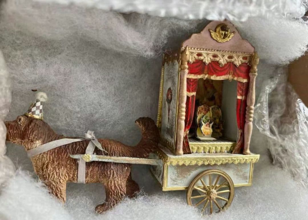 Blythe 海外作家 アーティスト 小劇場の置物 小犬の荷車