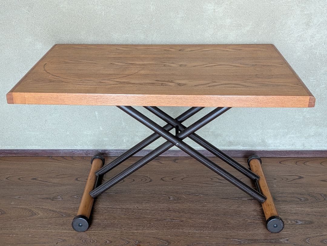 オスロ　リフティング・テーブル　オーク　昇降機構ガス抜け