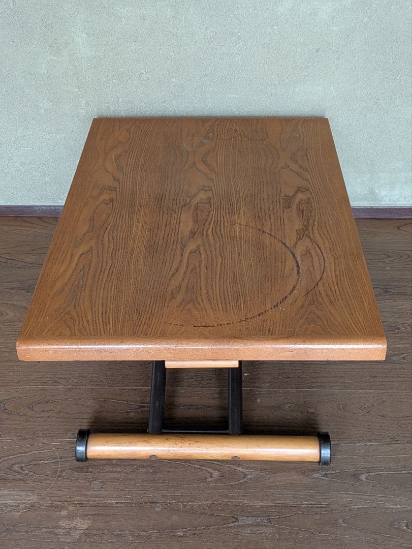 オスロ　リフティング・テーブル　オーク　昇降機構ガス抜け