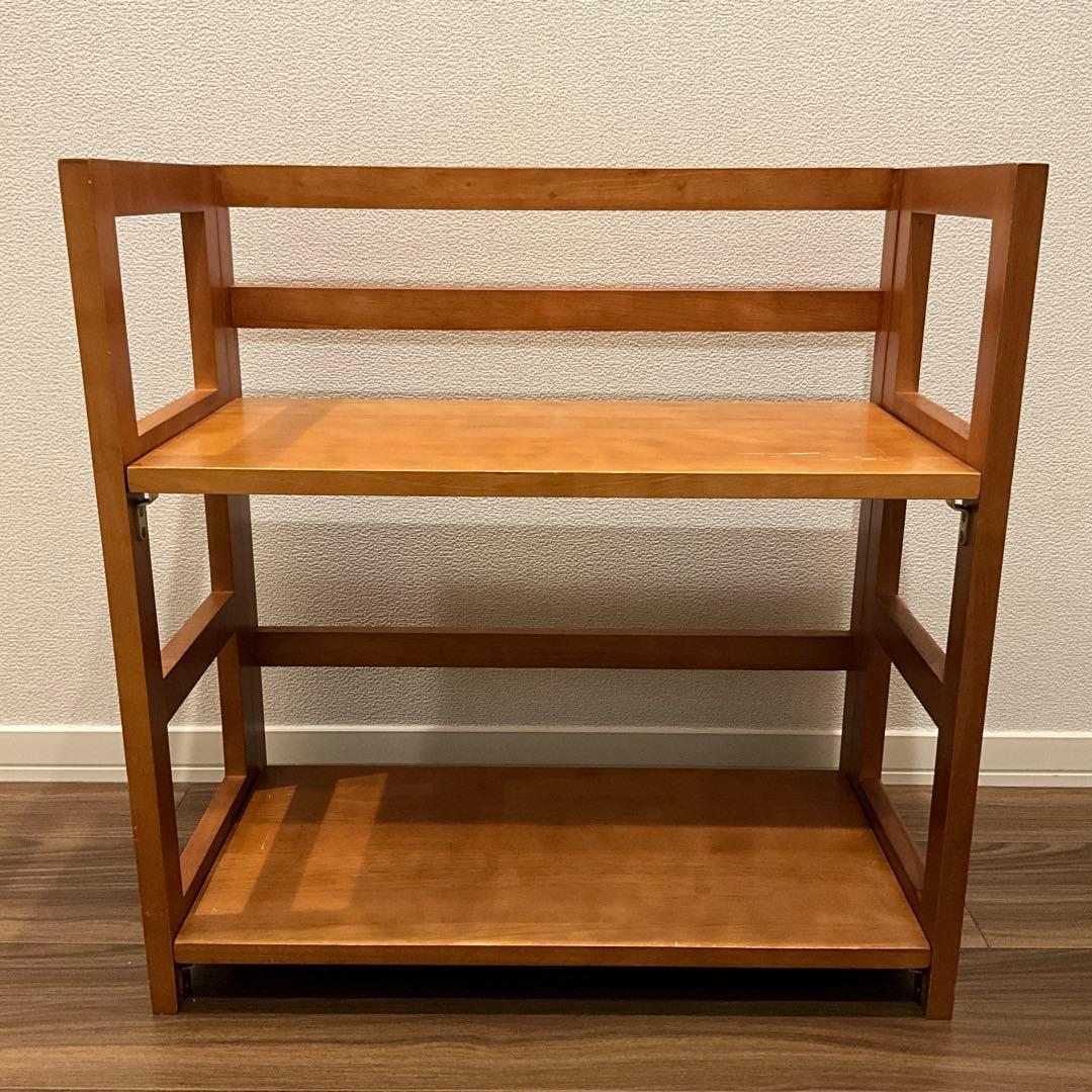 【本棚】折り畳み式　木製ラック　600×300×610（mm）