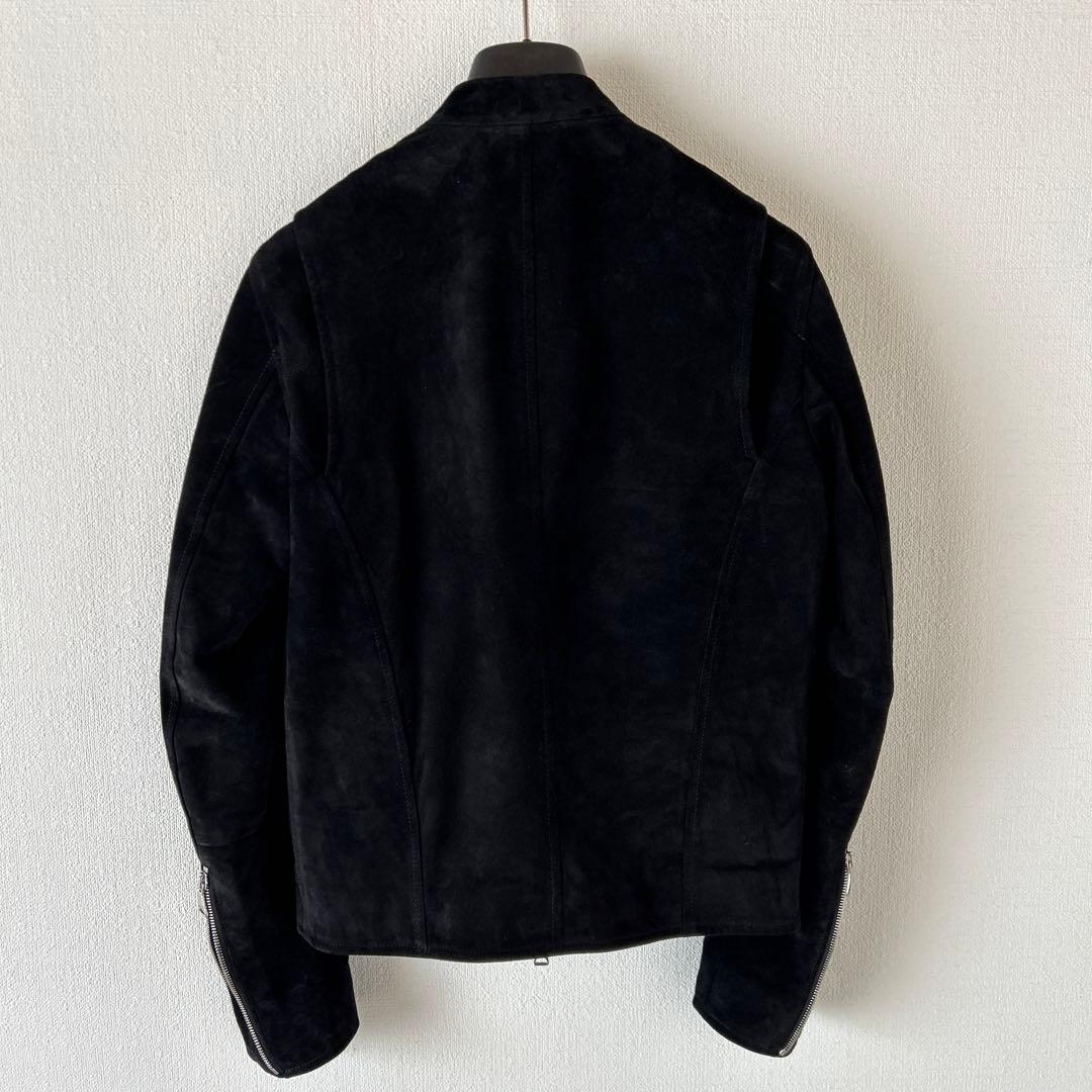 EMMETIブラックスエード シングルライダースジャケット