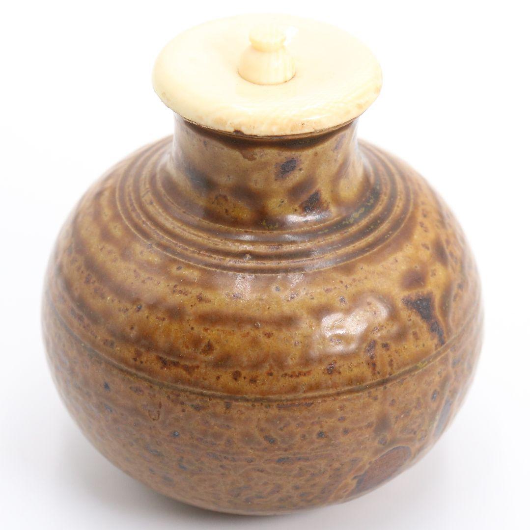 笹田仁史作 唐物大名物 利休丸壷写 茶入 藤種緞子仕覆付 茶道具　V905　N9