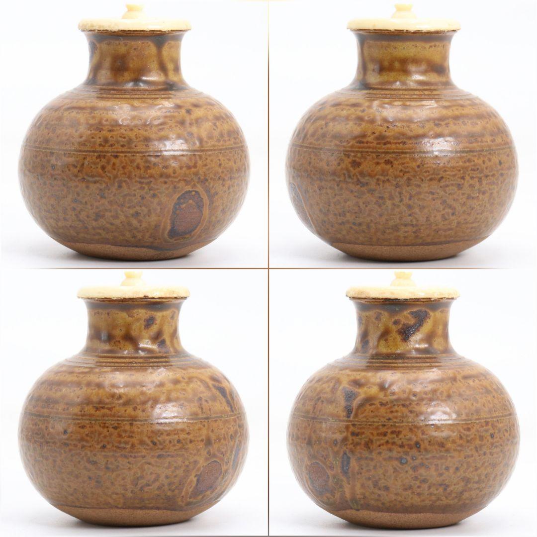 笹田仁史作 唐物大名物 利休丸壷写 茶入 藤種緞子仕覆付 茶道具　V905　N9