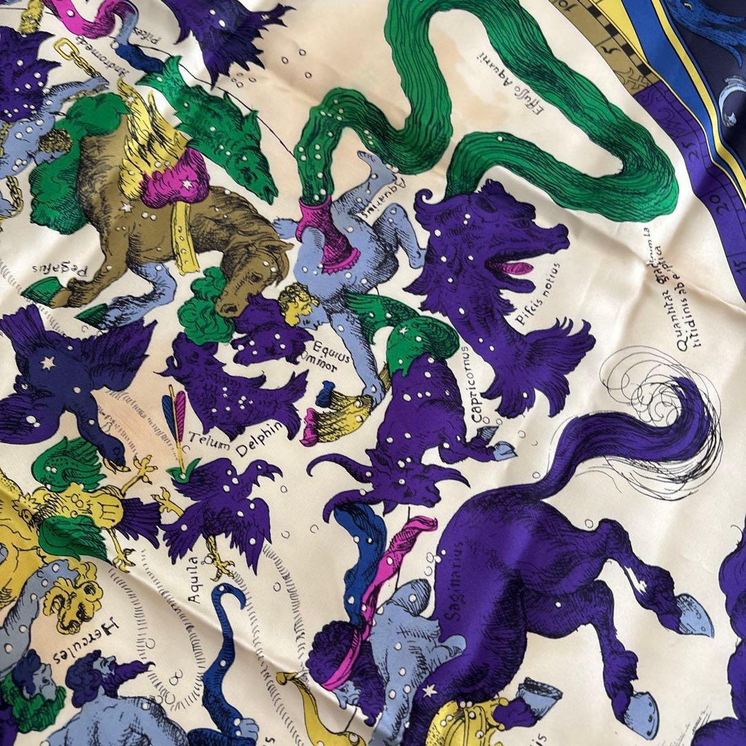 フランス製　CELINE シルク　スカーフ　星座　神話　天体　オールド　セリーヌ