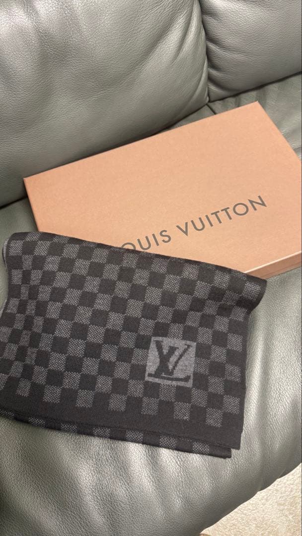 LOUIS VUITTON 最高級ウール100% マフラーダミエ　ルイ・ヴィトン