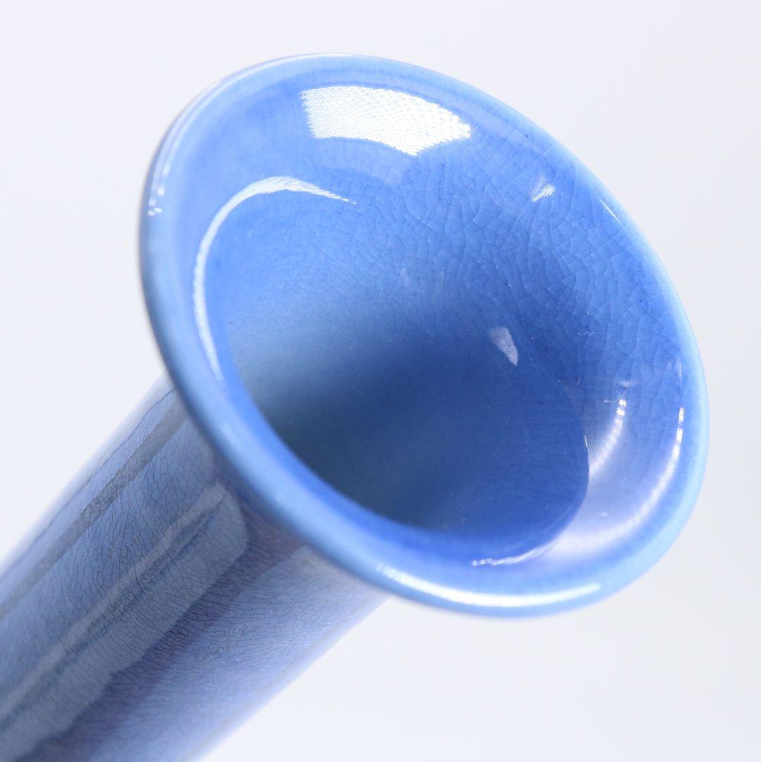 人間国宝 中田一於作 釉裏銀彩 花入 花瓶 九谷焼 共箱　OW753　YS