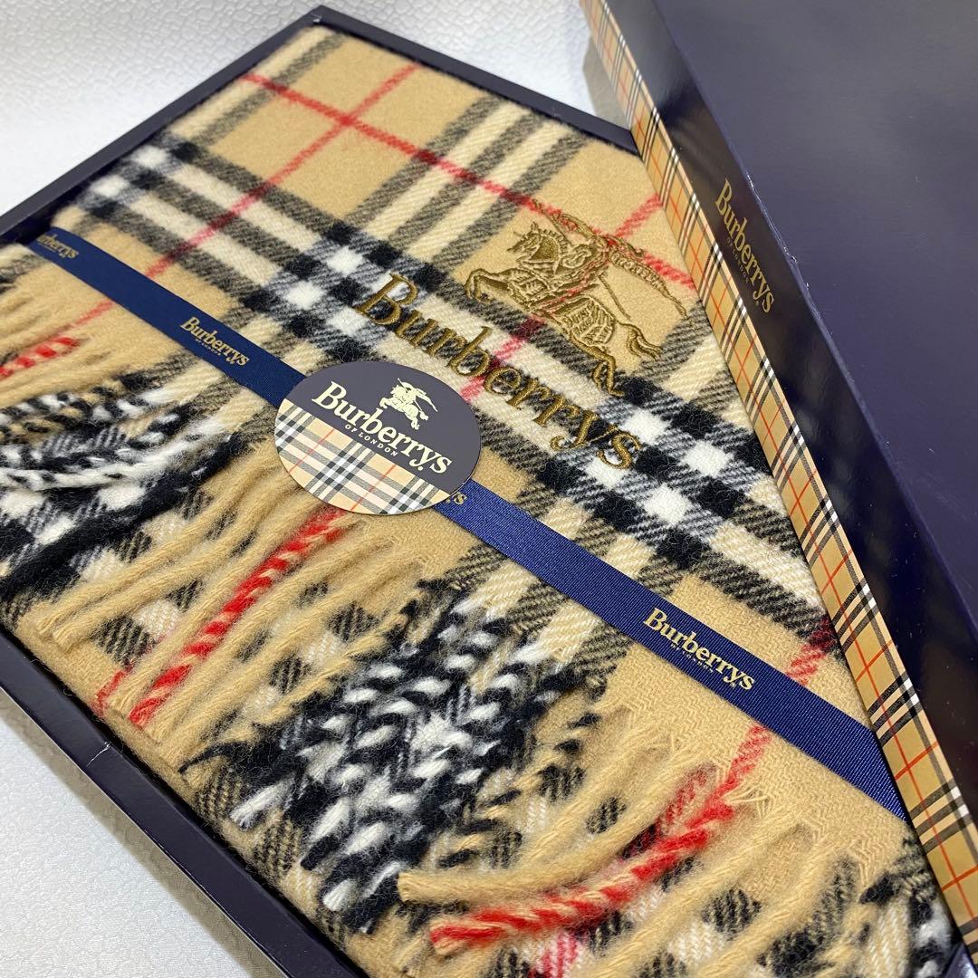 未使用保管品 Burberry ウールひざ掛け FGC 500 2500