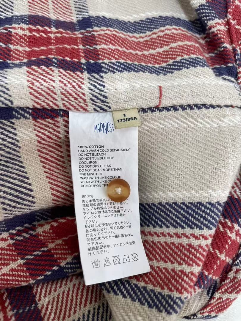 MADNESS ヘビーウォッシュ ダメージ加工 フランネルシャツ
