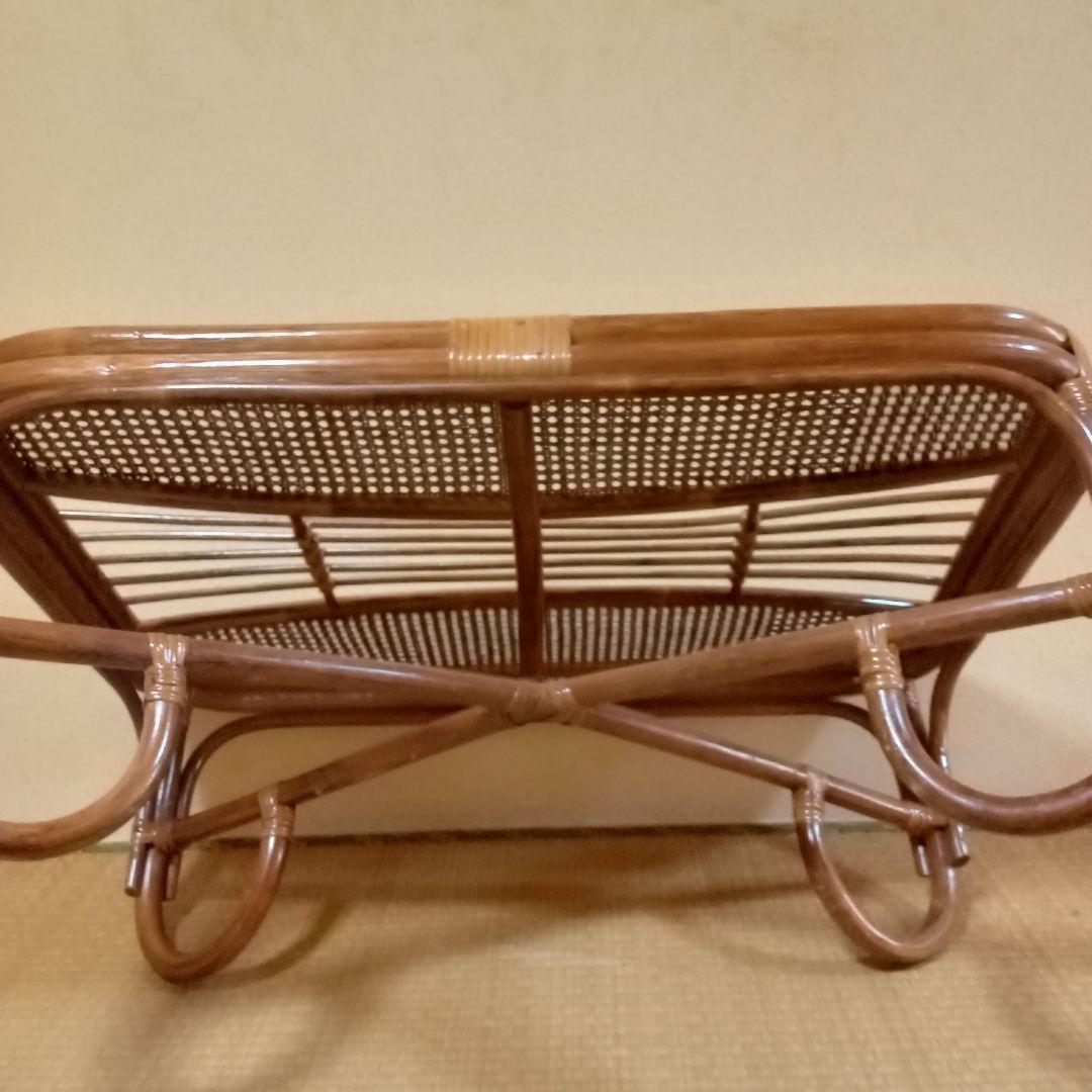 籐 ラタン ガラス天板 ローテーブル 座卓 レトロ モダン 和室 洋室 センター